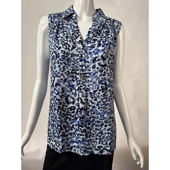 Dana Buchman Sleeveless Blue Animal Print Blouse M - Picture 11 of 16
